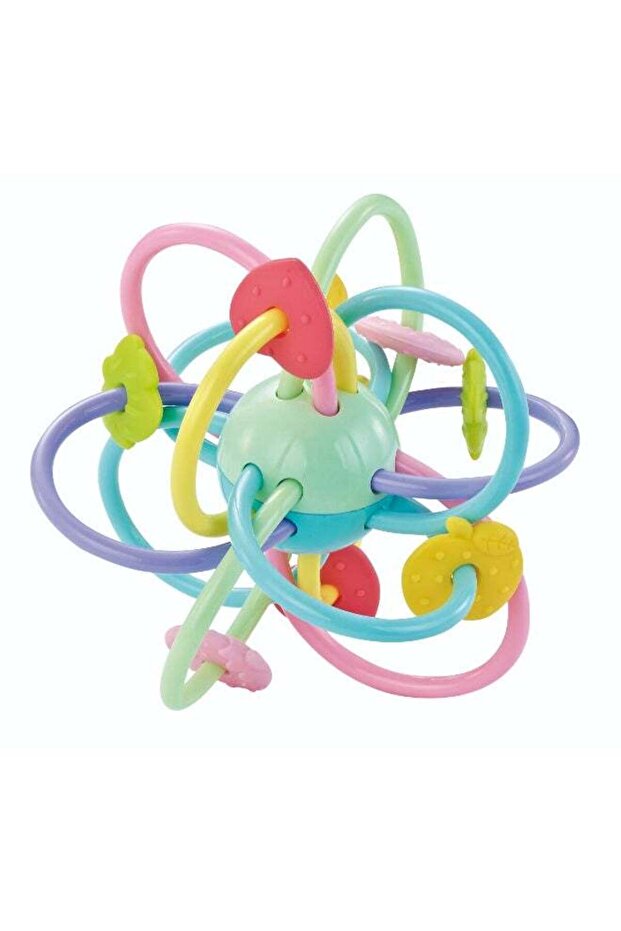 Baby Teether Rattle Toy | BPA-Free Soft Silicone Teething Ball with Grasp Loops | Food Grade Sensor