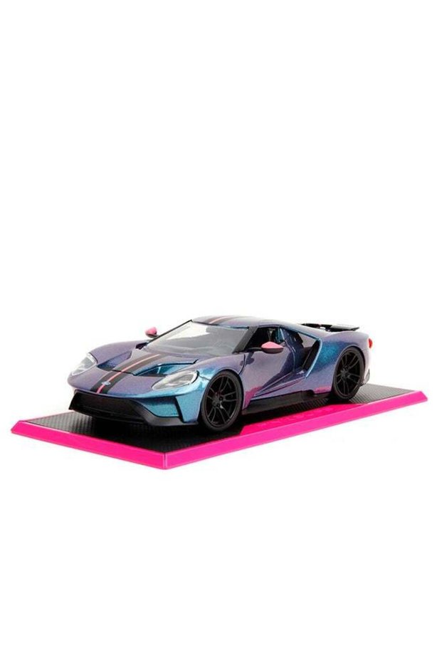 Jada Toys Pink Slips 2017 Ford GT 1:24 Die-Cast Model Car, Blue & Purple Supercar with Pink Details