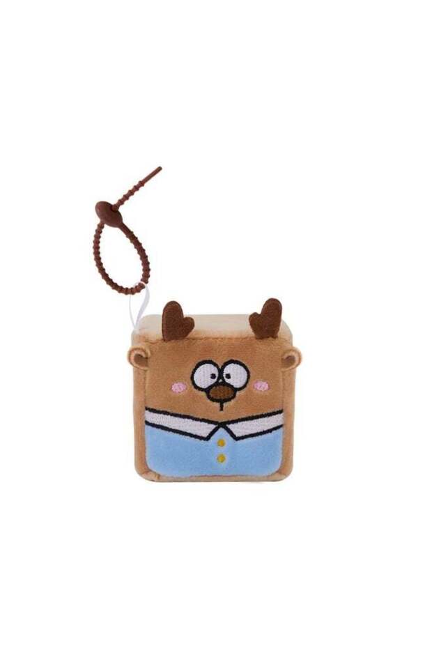 Square Pals Deer Clip-On Plush Toy (7 cm, Brown/Blue)