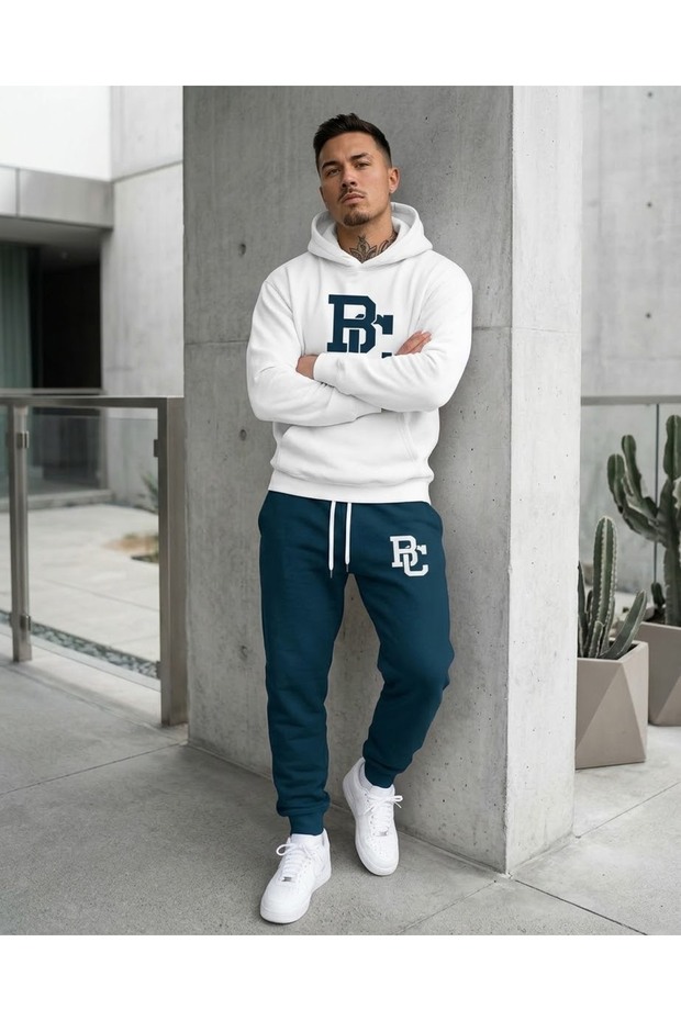 Bc College Men's Tracksuit Set Hooded Vibrant Color Premium Sportswear Combination and Casual Wear 3 Thread Thick Fabric