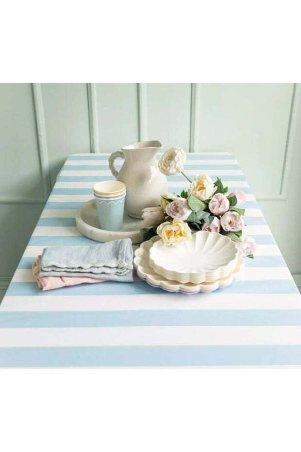 Pale Blue Stripe Tablecloth