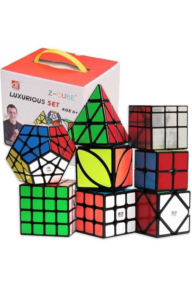 Rubiks Cube Set 8 Pack Magic Cubes 2x2 3x3 Speed Cubes Smooth Turning Rubik's Cubes Pyramid Megamin