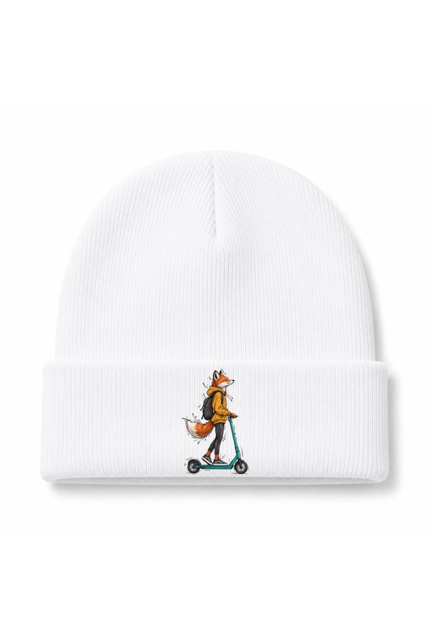 Urban Fox Scooter Adventure Graphic Beanie