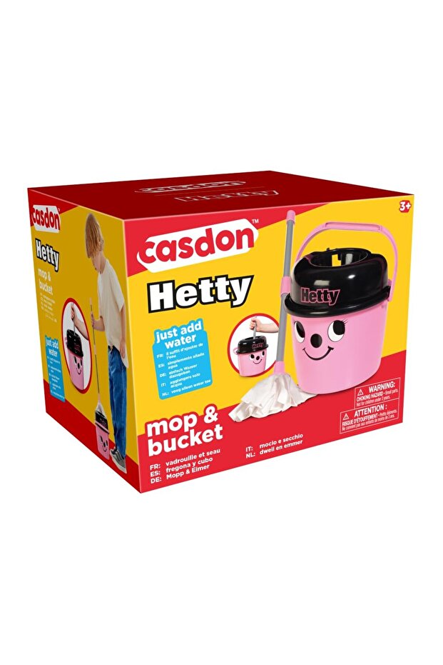 Casdon Hetty Mop and Bucket Cleaning Set (2 Pieces, Pink/Black)