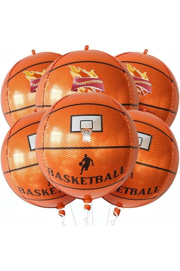 Big 22 Inch Basketball Balloons - Pack of 6, Basketballs Foil Balloons | Sports Balloon for Sports
