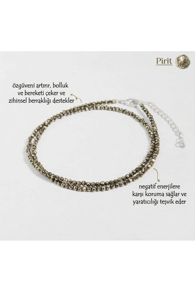 Minimalist Necklace with Real Pyrite Stone / Eye-Catching Women's Necklace with 2mm Tiny Crystal Stones, Healing and Reiki Features