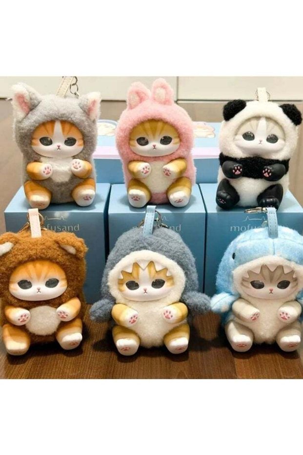 mofusand Kiramekko Fluffy Kittens Collection Collectible Accessory Plush, Complete Collection of 6