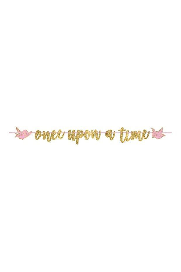 Once Upon A Time Ribbon Banner with Glitter Paper Letters Birthday Decoration and Party Supplies