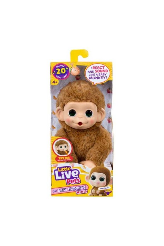 Little Live Pets Baby Monkey Minis – Chikki Cherry. Interactive Pet Toy. 20+ Sounds & Reactions. So