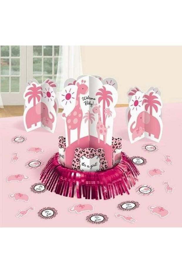 Sweet Safari Girl Baby Table Decorating Kit 23pcs