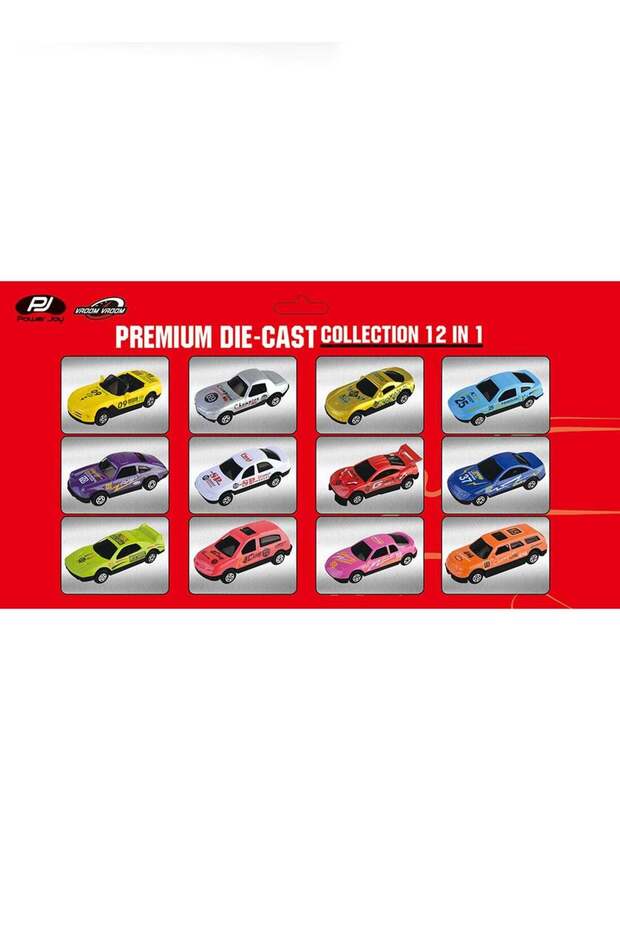 Power Joy 12-Piece V.Vroom Diecast Car Set – Die-Cast Toy Car for Kids & Collectors