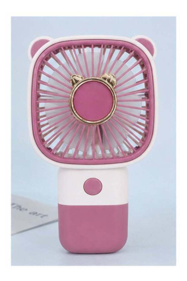 Cute Panda Ear Handheld Fan, Pink Square Mesh Portable Mini Cooling Fan for Kids