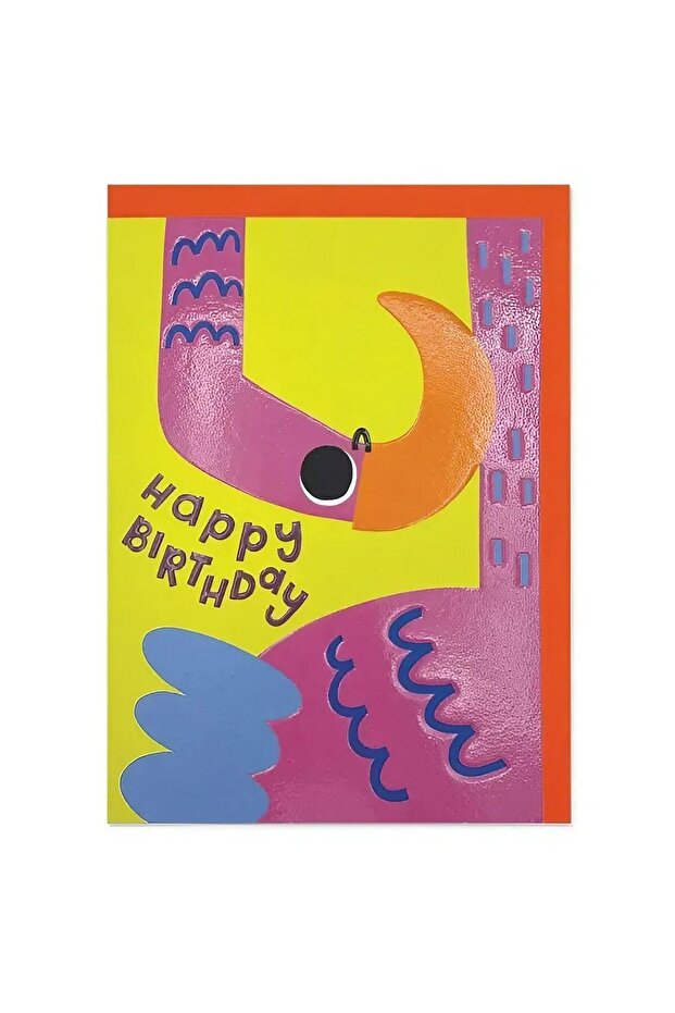 Raspberry Blossom Zoopa Doopa Flamingo Happy Birthday Greeting Card
