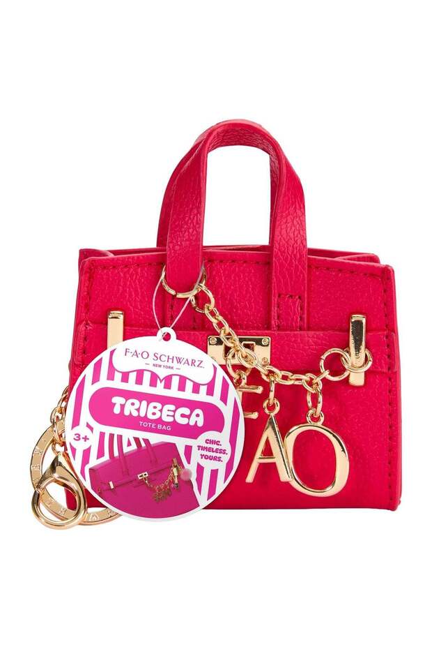 FAO Schwarz Tribeca Mini Tote Bag Charm Keychain (9.25 x 10.64 cm, Pink)