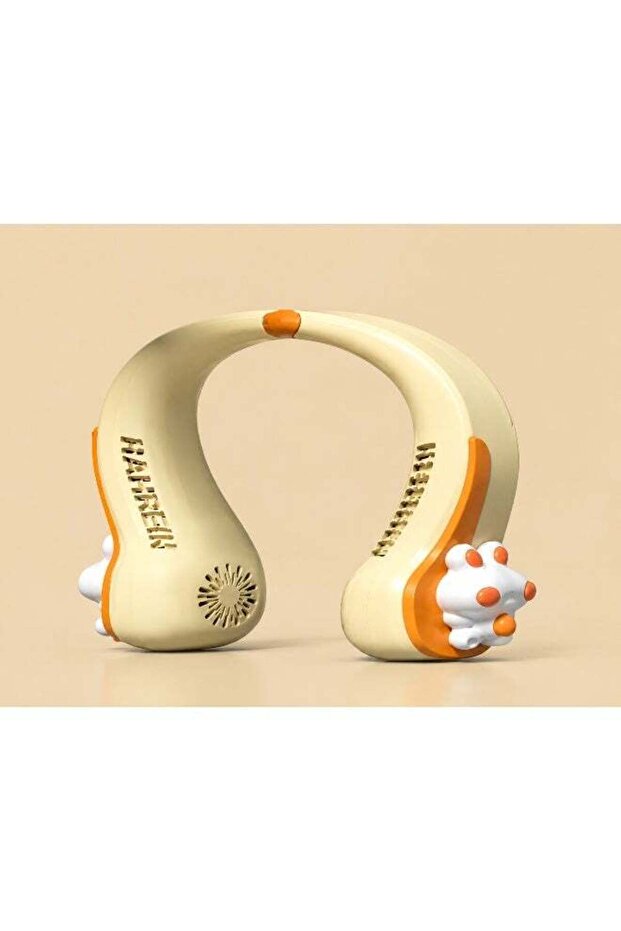 Portable Neck-Band Fan, Beige Bladeless Portable Fan, Hands-Free Cooling for Kids & Adults