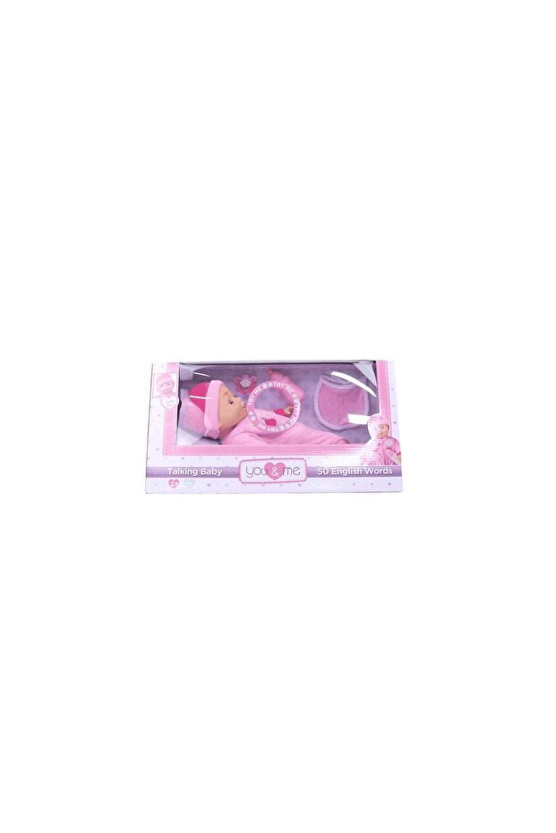 You & Me 50 English Words Talking Baby Doll (40 cm, Pink)