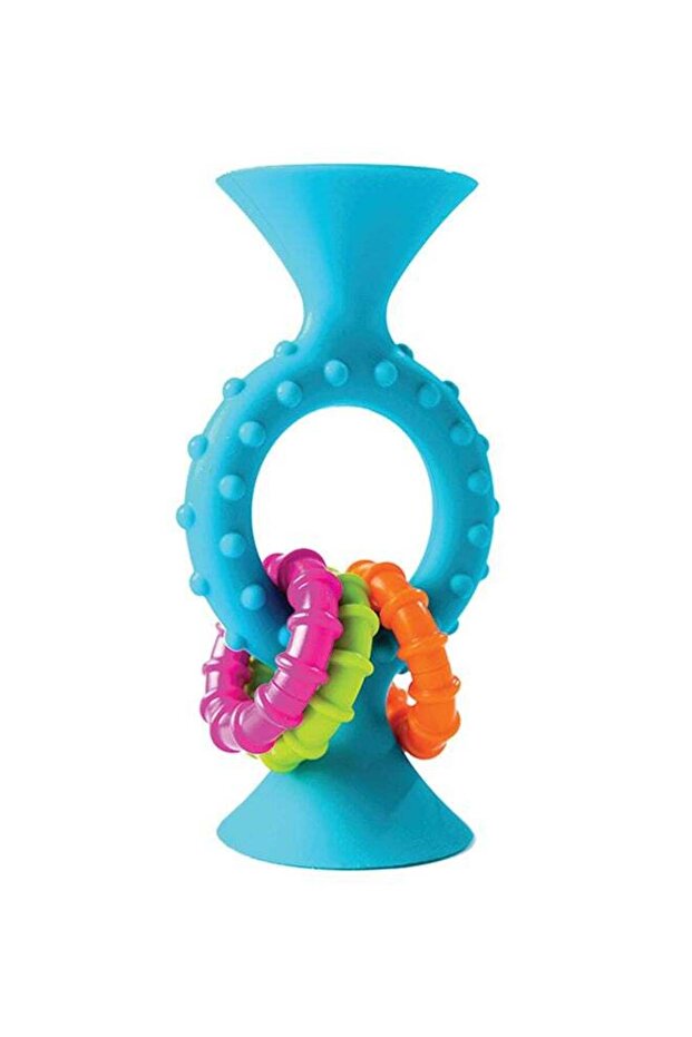 Fat Brain Toys Pipsquigz Loops – Teal, Vibrant Silicone Suction Cup Toy for Babies, Sensory Explora