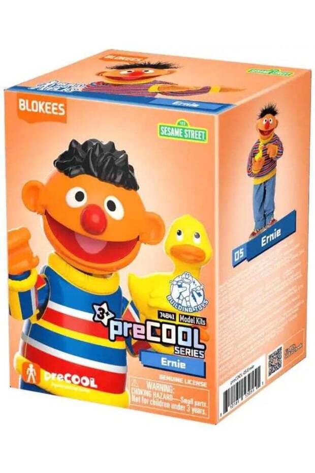 Blokees Sesame Street | Ernie Collectible Model Kit | PreCOOL Series Building Toy with Rubber Duck