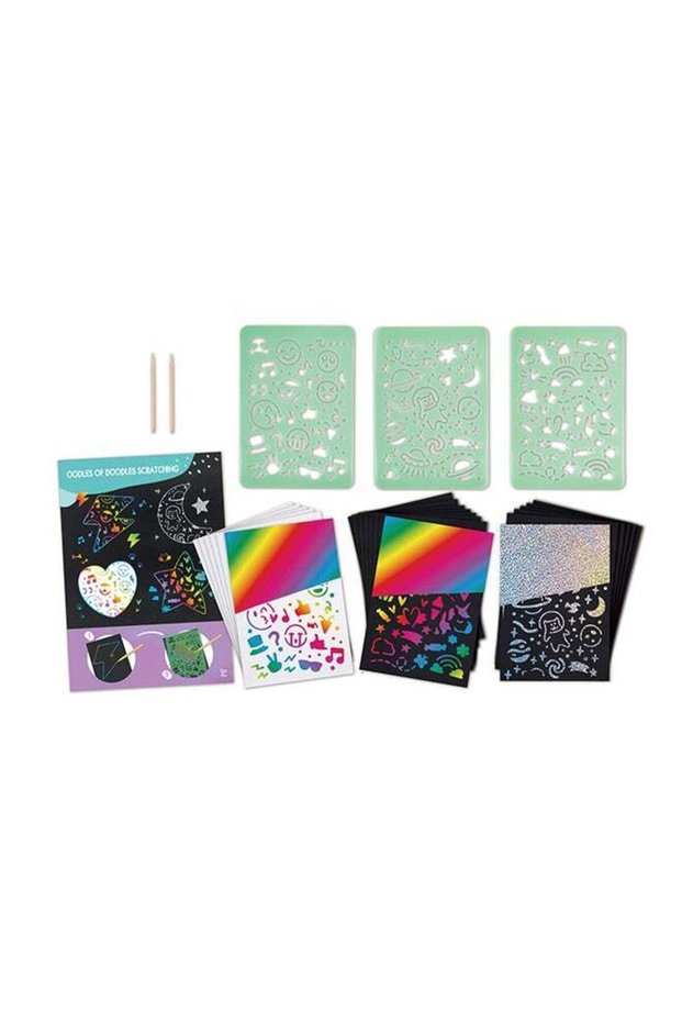 Hape Oodles of Doodles Scratching - Scratch Art Set for Kids - Rainbow Scratch Art Paper with Woode
