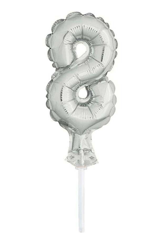 5" Silver Foil Balloon Cake Topper - 8