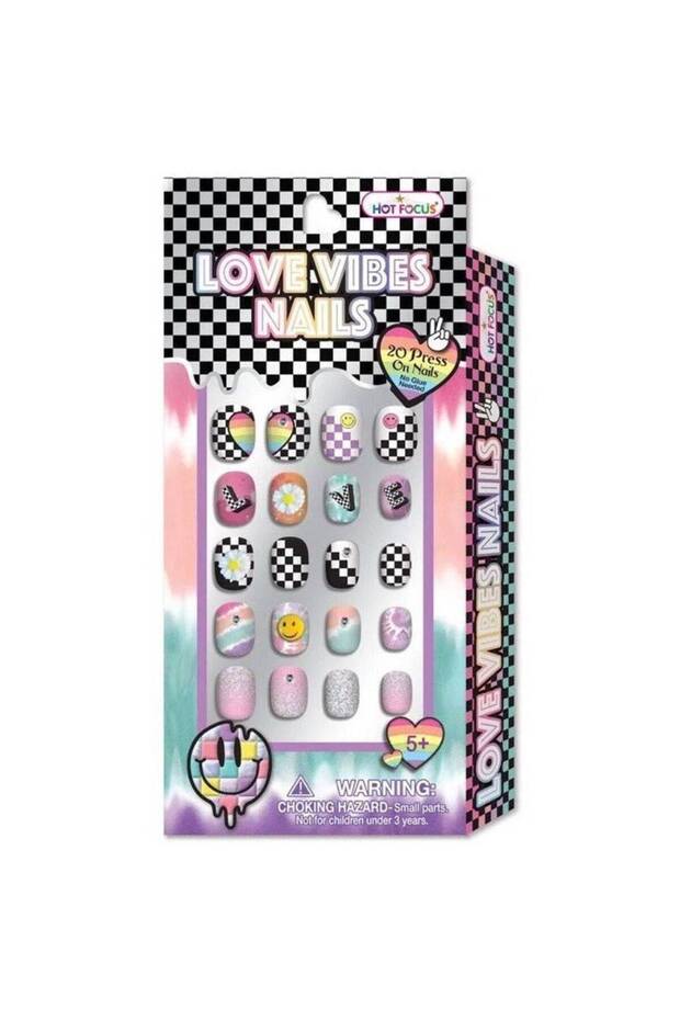 Hot Focus Love Vibes Press-On Nails Set (20 Pieces)