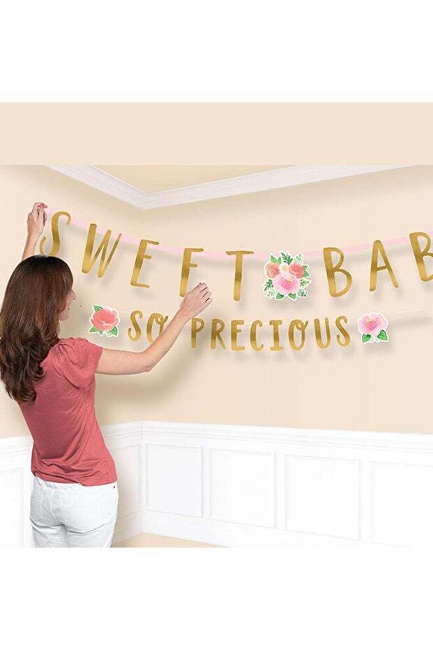 Floral Baby Girl Combo Letter Banners 2pcs, Baby Shower Decorations