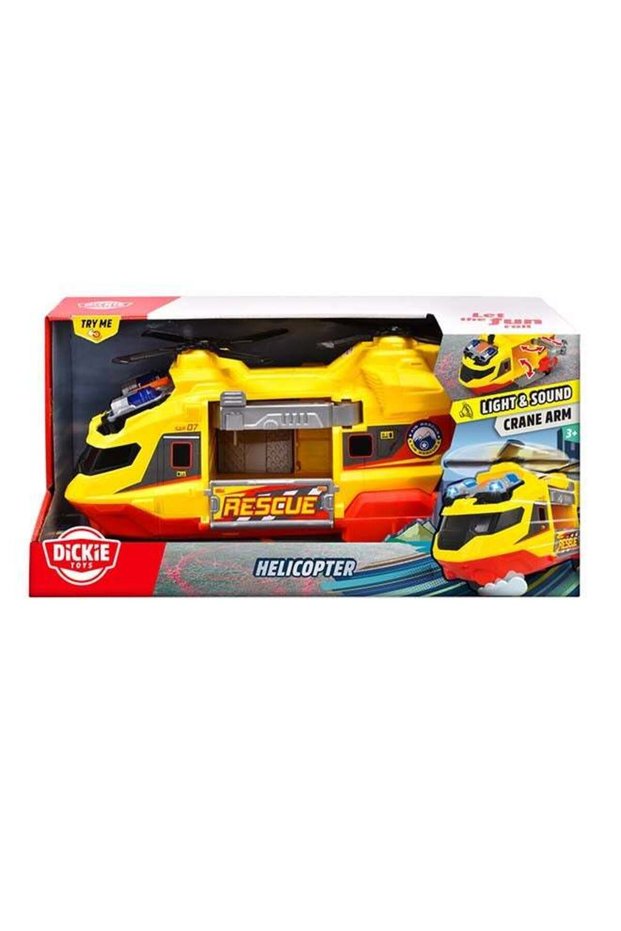 Helicopter Rescue Toy 30cm with Rotating Propellers, Crane Arm, Stretcher, Light and Sound, Ages 3+