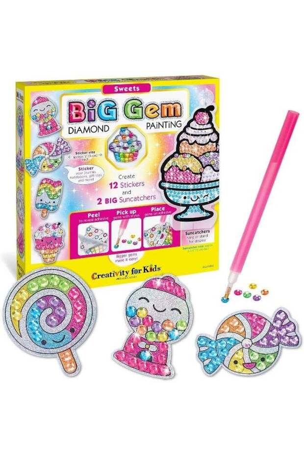 Big Gem Diamond Painting Kit: Sweets Stickers and Suncatchers - Diamond Art for Kids, DIY Stickers