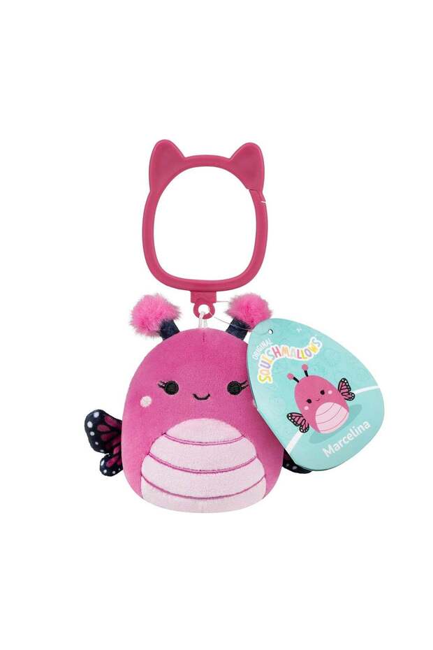 Squishmallows Marcelina the Butterfly Clip-On Plush Toy (8.89 cm, Pink)