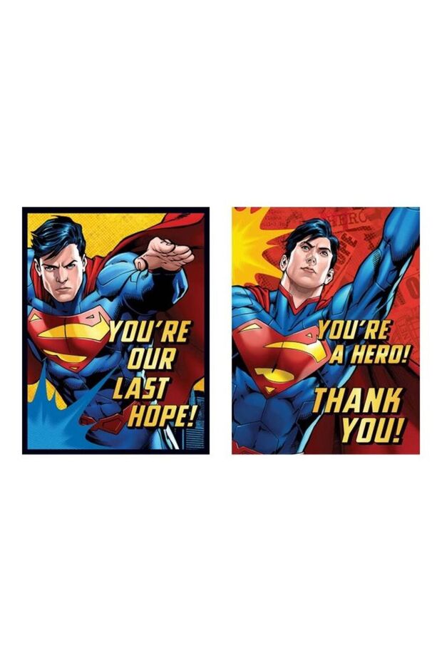 2-Piece Superman Printed Invitation And Thank You Card Set Birthday Party Supplies