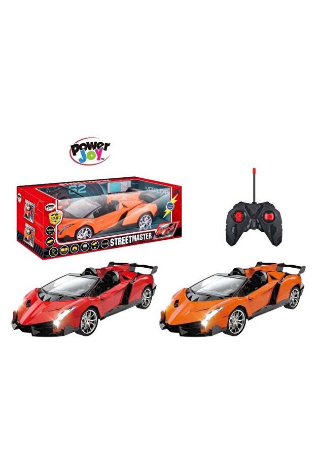 Power Joy Remote Control Street Master with Light Sports Car 1:16 with LED Headlights, Assorted 1 P