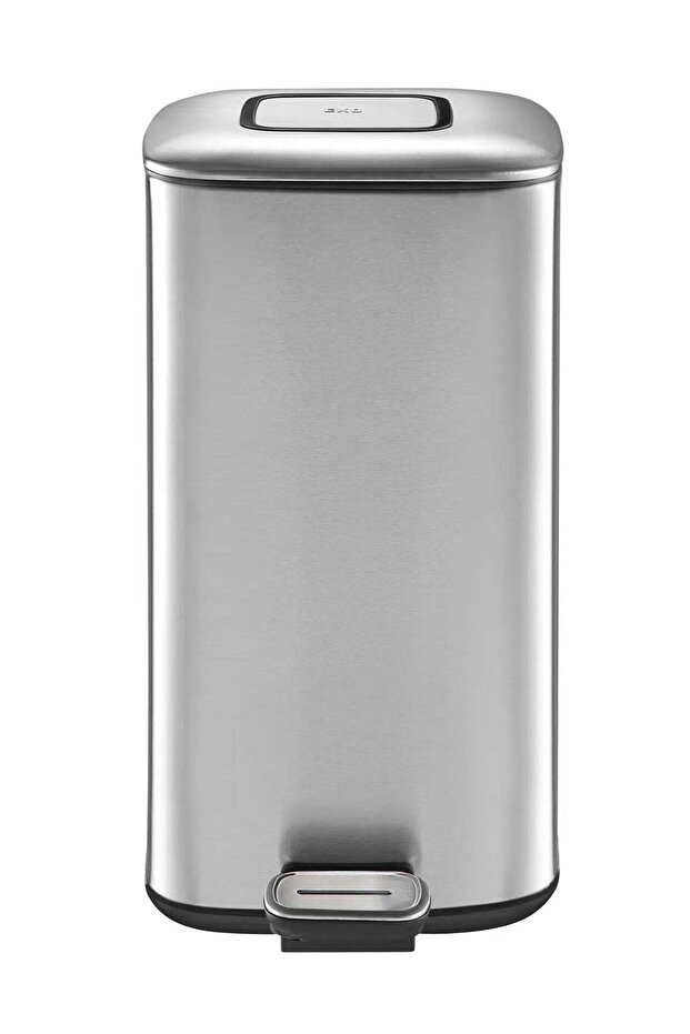 Square Matte Stainless Steel Bin with Soft Close Lid | 12 Liter, Silver