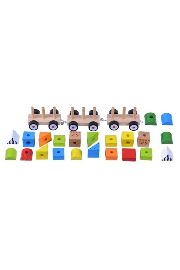 Tooky Toy Wooden Stacking Train, 26 pcs