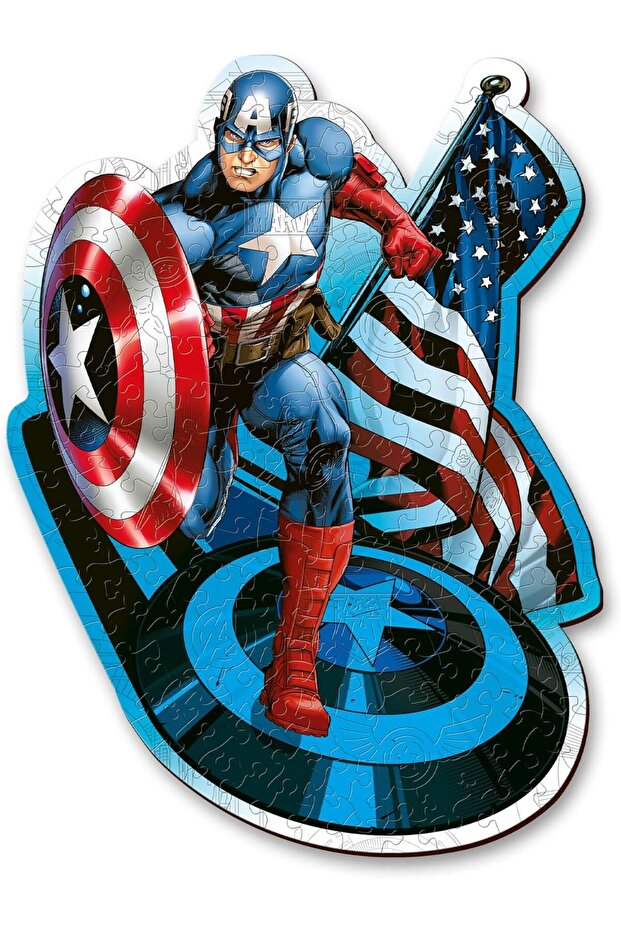 160 Wooden Shaped Puzzle - Fearless Captain America from Disney Marvel Heroes