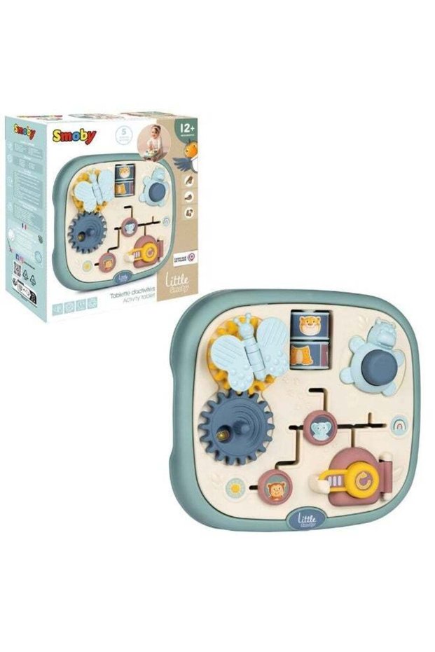 Little Smoby Activity Tablet, Portable Toddler Sensory Activity Board with 5 Fine Motor Skill Games