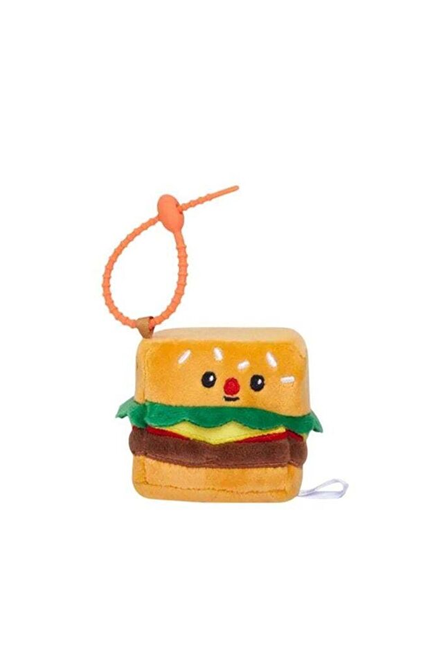 Square Pals Burger Bloop Hamburger Clip-On Plush Toy (7 cm, Beige/Green/Brown)