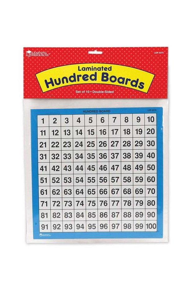 Laminated Hundred Boards (Set of 10, 28cm x 28cm, Dry-Erase, Ages 5+) 0.6x30.5x40.6cm