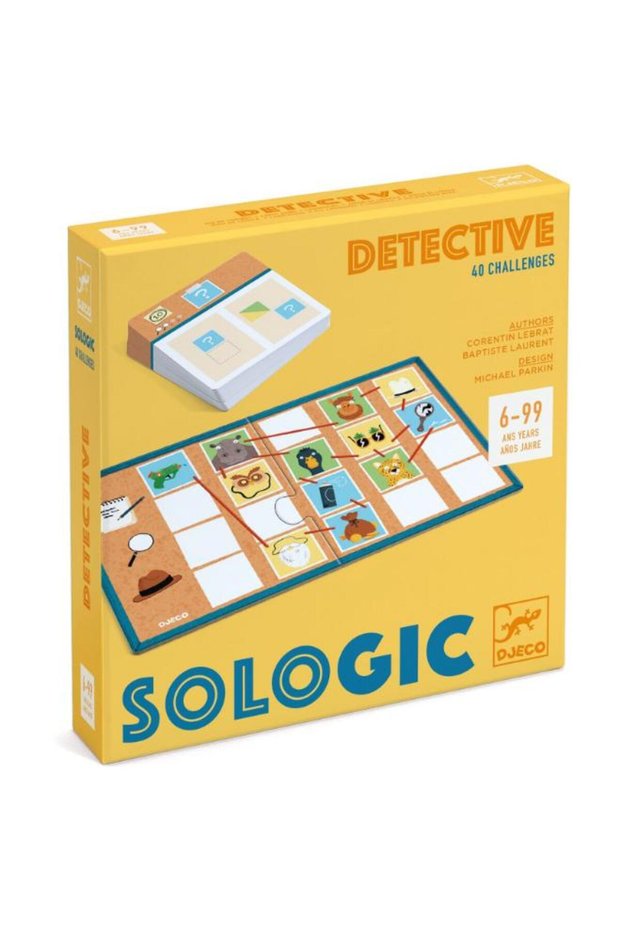 Djeco Detective Logic Game, Mystery Investigation Board with 20 Challenge Cards Solo or Cooperative