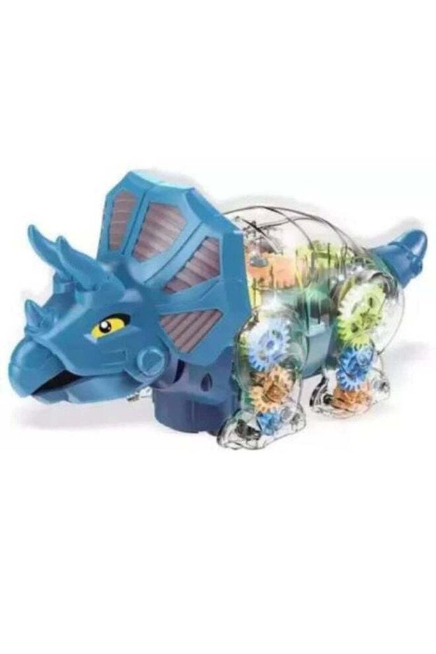 Electric Transparent Gear Dinosaur Car Toy with Lights & Music Flashing Luminous Dino Vehicle for K