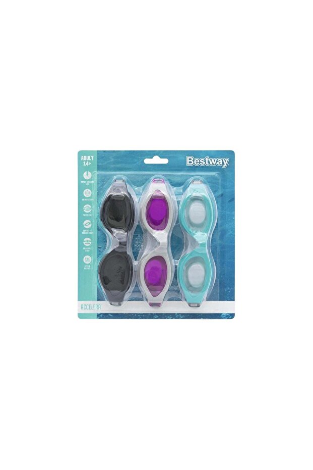 Bestway Hydroswim IX-1400 Goggles 3-in-1 Pack, Ages 14+ | Swimming Goggles | UV Protection & Tinte