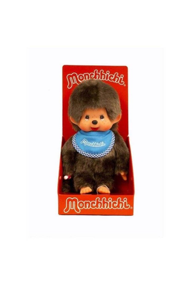Monchhichi Classic Boy with Bib Plush Doll (20.32 cm, Blue)