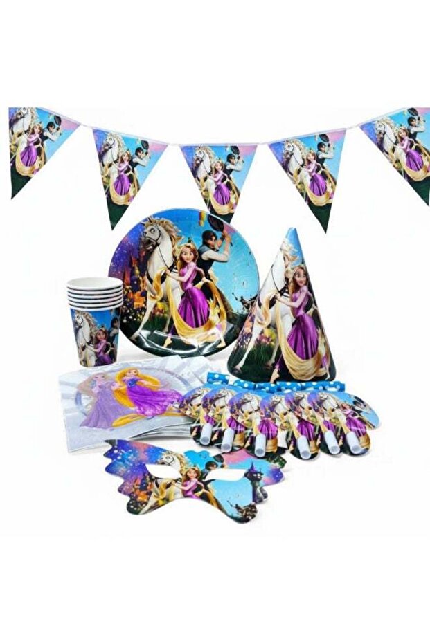 37 Pcs Rapunzel theme Birthday Party Decoration & Tableware Set for Girls, Complete Party Supplies