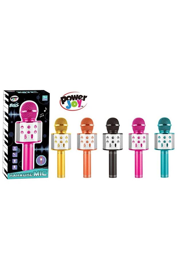 Power Joy Karaoke Microphone With Bluetooth, Recording, Battery Operated, Assorted 1 Piece (Style &