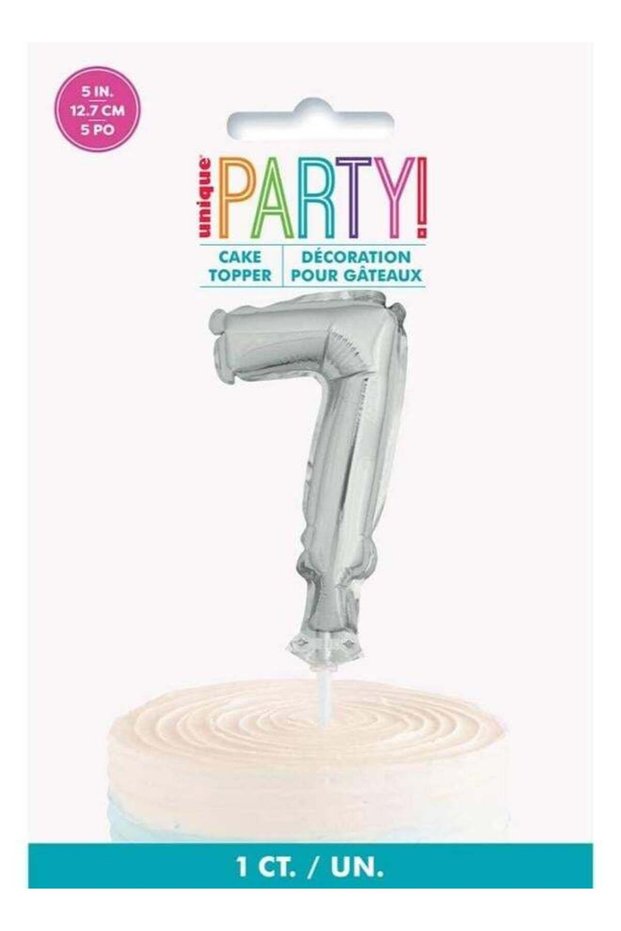 5" Silver Foil Balloon Cake Topper - 7