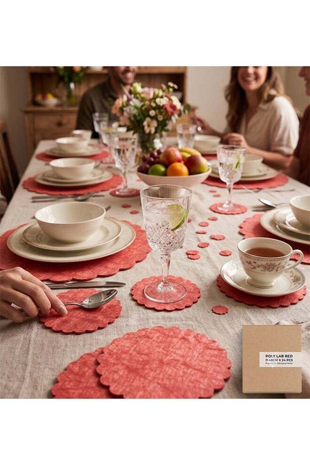 Poly Lab Decorative Discs Red Ø48 cm – Pack of 24 Large Nonwoven Round Decorations