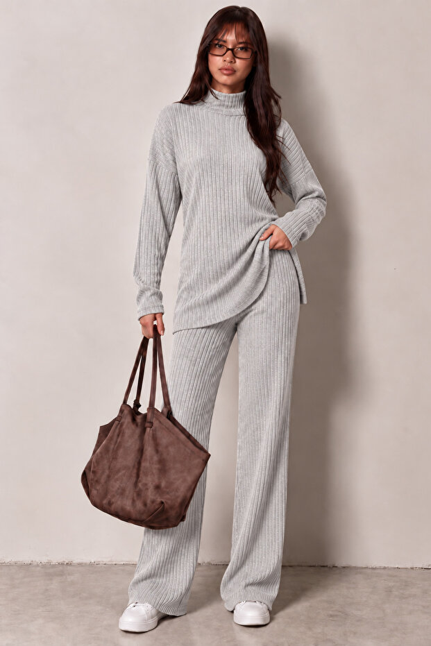 Women's Tunic-Pants Ribbed Set