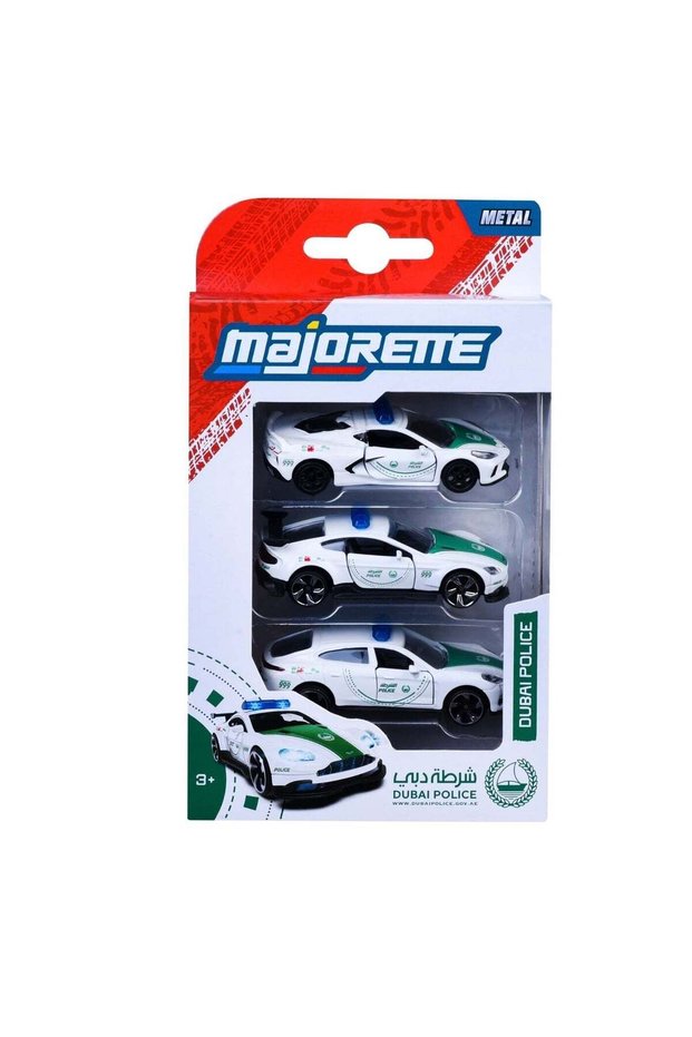 Majorette Metal Dubai Police Die-cast Cars Set (Pack of 3, Green/White)