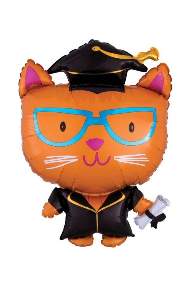 Graduation Cat SuperShape Foil Balloon Decorations Party Supplies