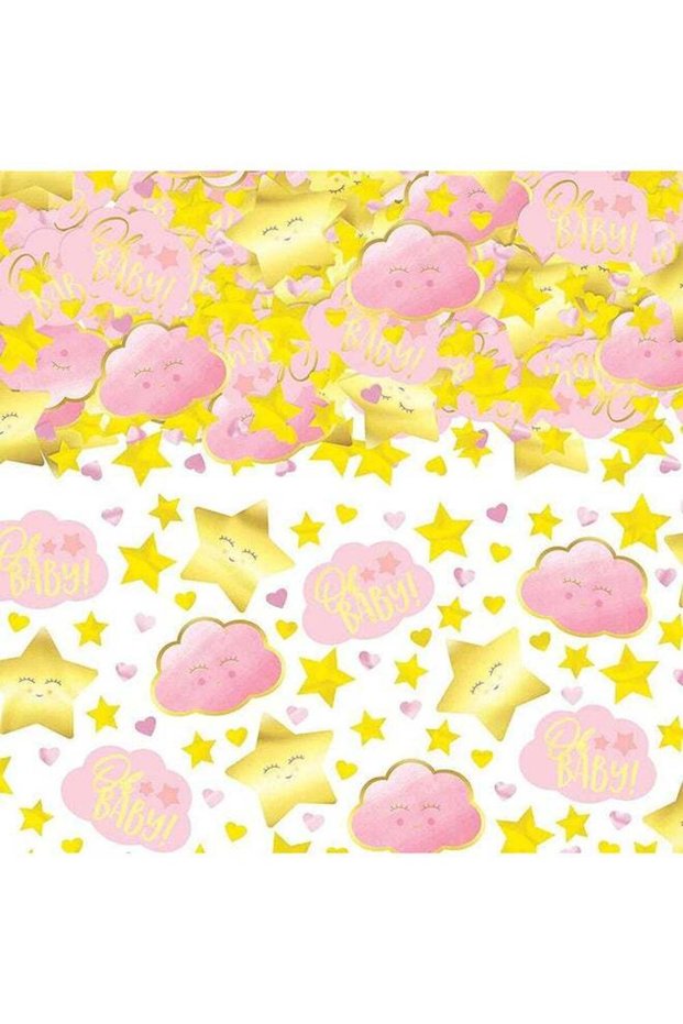 Oh Baby Girl Foil Confetti 2.5oz, Baby Shower Party Decorations