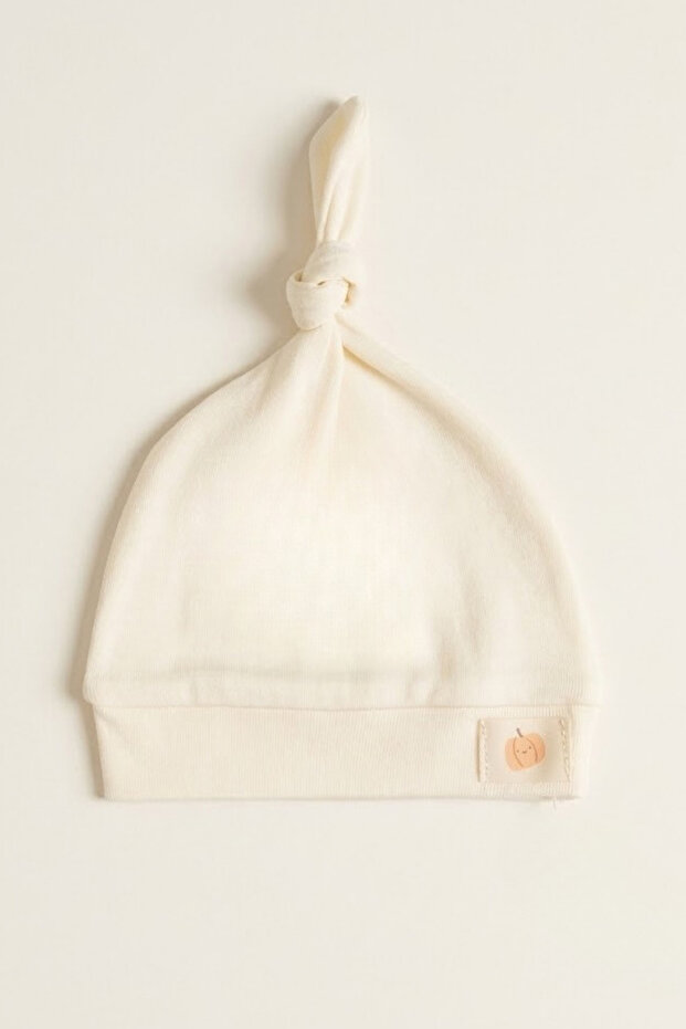 Unisex Baby Pumpkin Arma Detailed 0-6 Months 100% Cotton Interlock Knotted Beanie